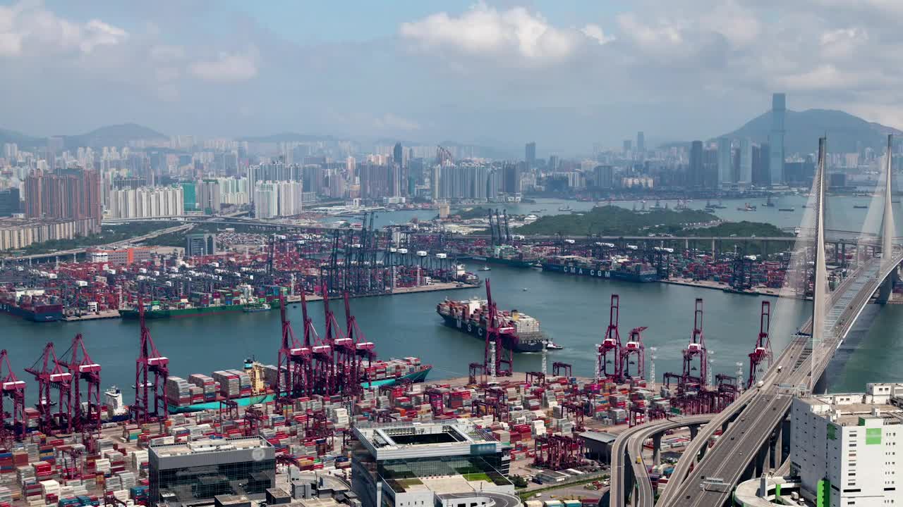 Stock Video Container Port And Hong Kong Cityscape Live Wallpaper For PC
