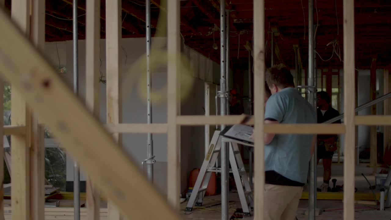 Stock Video Construction Workers At A House Under Construction Live Wallpaper For PC