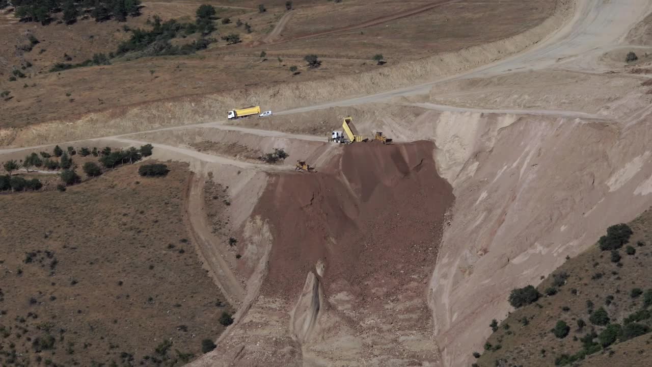 Stock Video Construction Trucks Dumping Material Live Wallpaper For PC