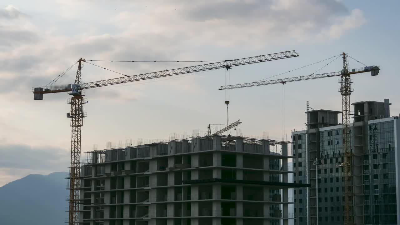 Stock Video Construction Site And Cranes Working Time Lapse Live Wallpaper For PC