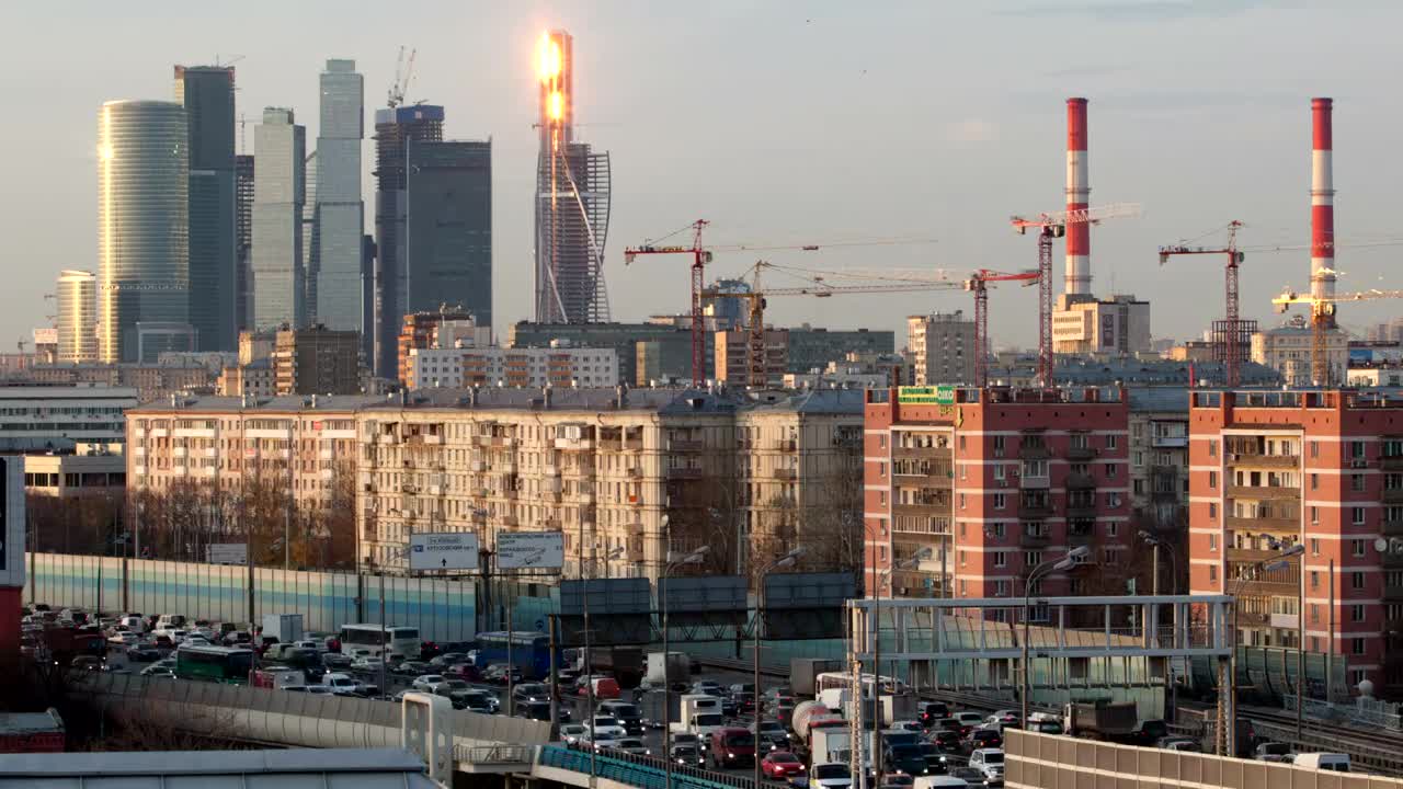 Stock Video Construction Cranes Moving In The Distance Live Wallpaper For PC