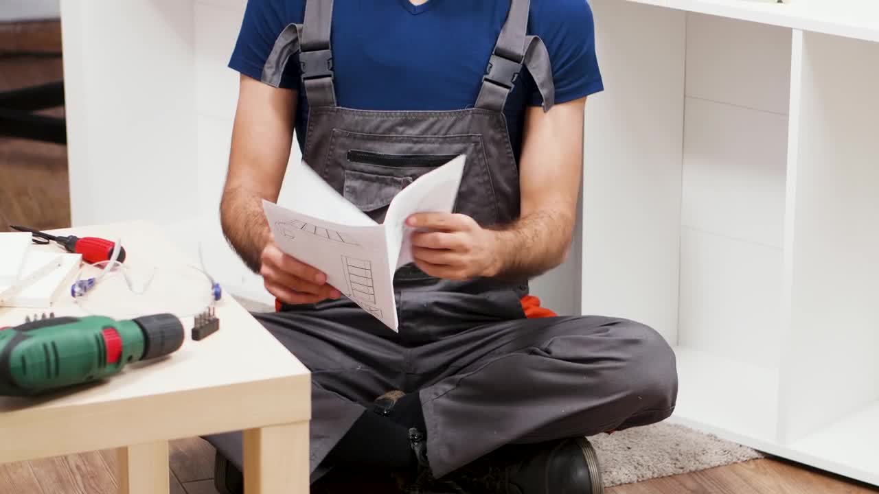 Stock Video Confused Contractor Looks At Instructions And Scratches Head Live Wallpaper For PC