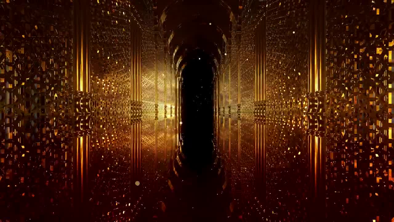 Stock Video Computer Made Hindu Style Golden Wall Tunnel Live Wallpaper For PC
