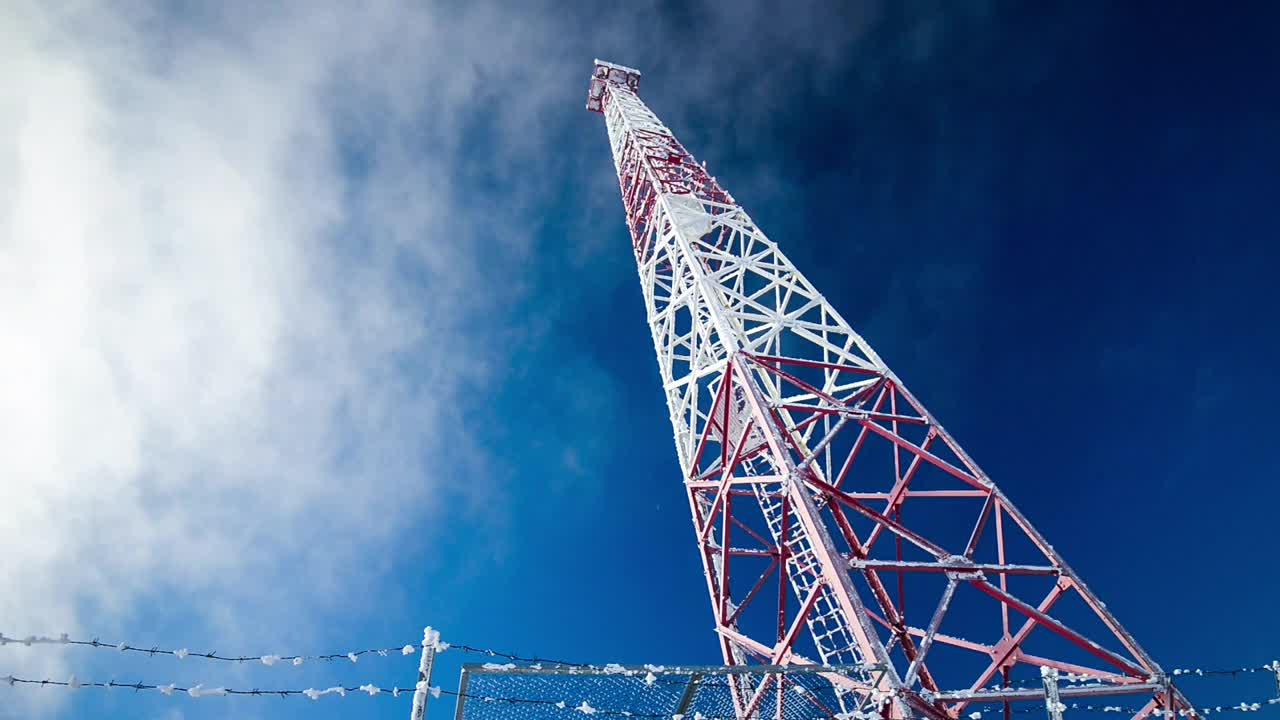 Stock Video Communications Tower And Winter Sky Low View Live Wallpaper For PC