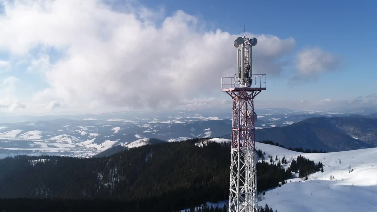 Stock Video Communications Antenna Tower In The Snowy Mountains Live Wallpaper For PC