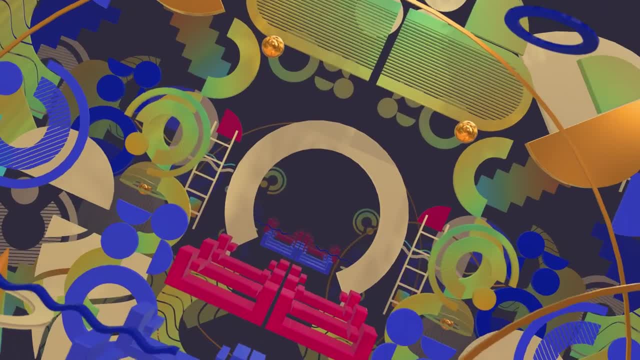 Stock Video Colorful D Geometric Shapes Floating And Rotating Live Wallpaper For PC