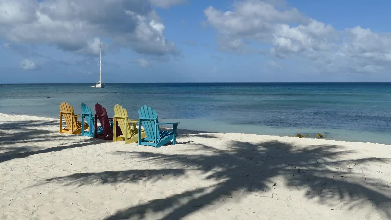 Stock Video Colorful Chairs In Front Of The Ocean Live Wallpaper For PC