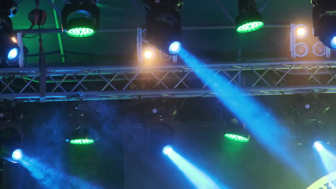 Stock Video Colored Spotlights In A Stage Live Wallpaper For PC