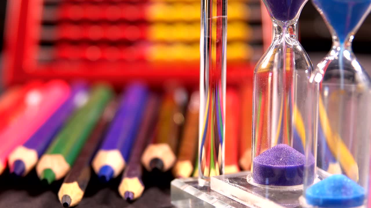 Stock Video Colored Hourglasses And School Supplies Live Wallpaper For PC