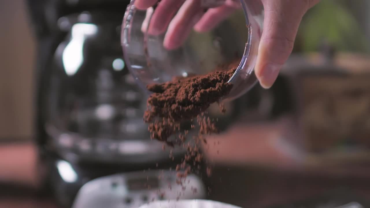 Stock Video Coffee Powder Being Poured On The Coffee Maker Filter Live Wallpaper For PC