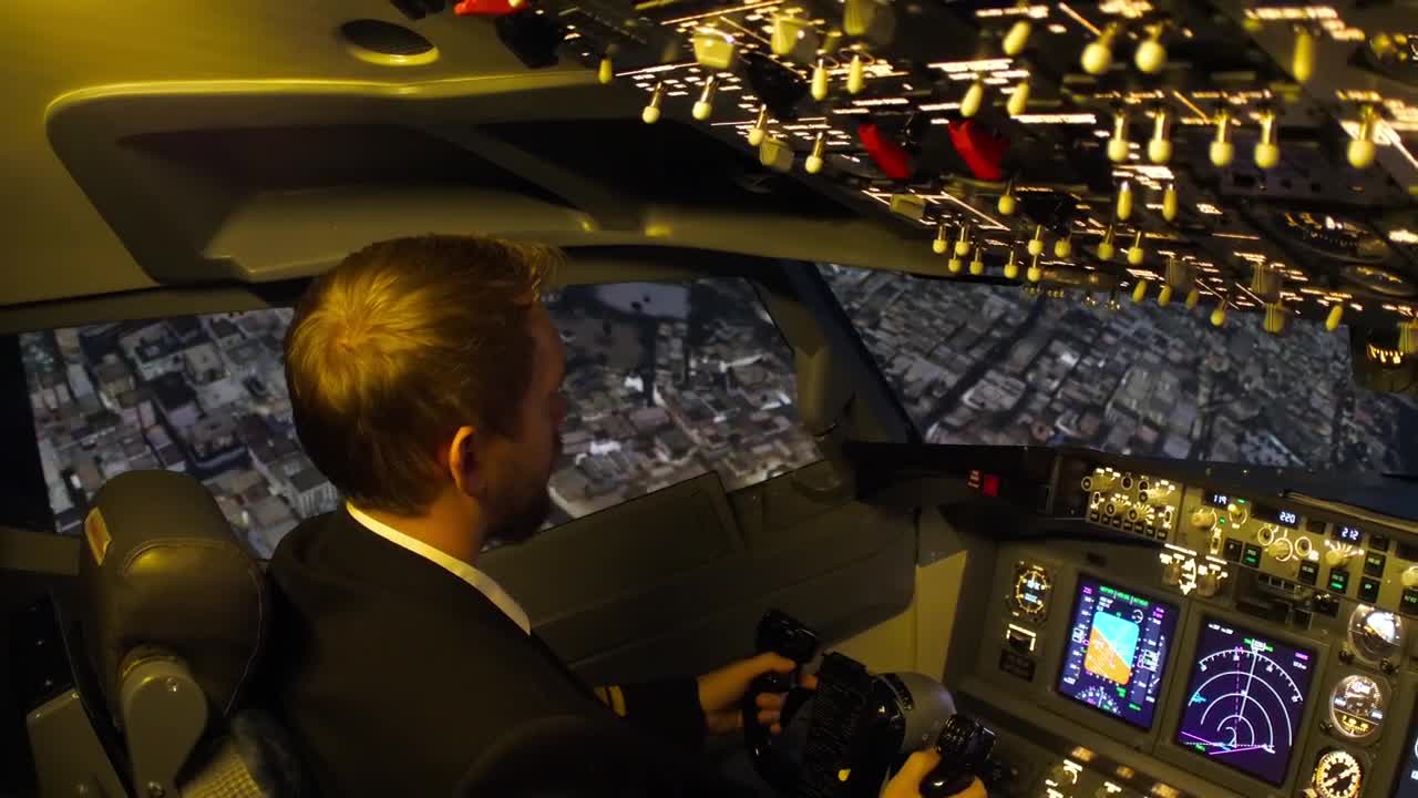 Stock Video Cockpit View Of The Pilot Flying Above The City Live Wallpaper For PC