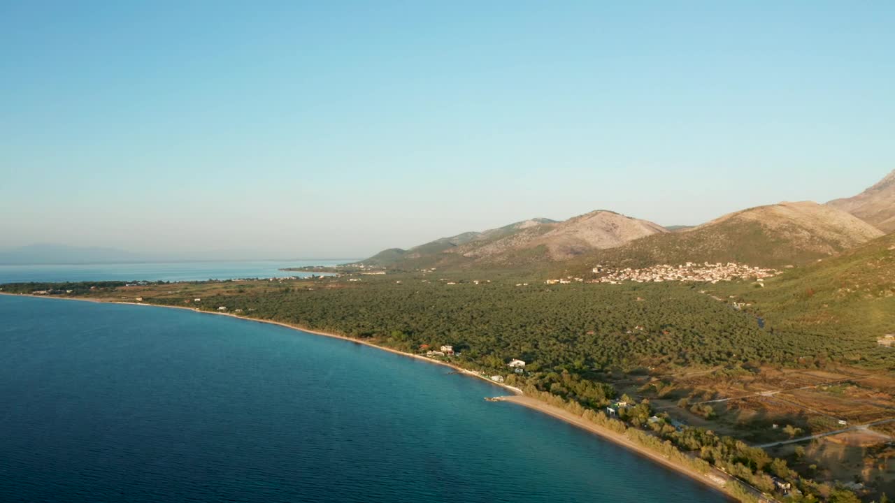 Stock Video Coastal Village Nested Between Two Mountains Live Wallpaper For PC