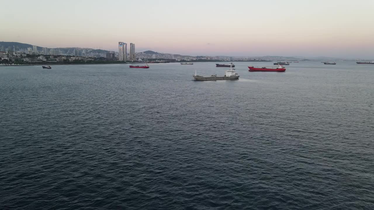 Stock Video Coastal Sea Packed With Cargo Ships From Above Live Wallpaper For PC