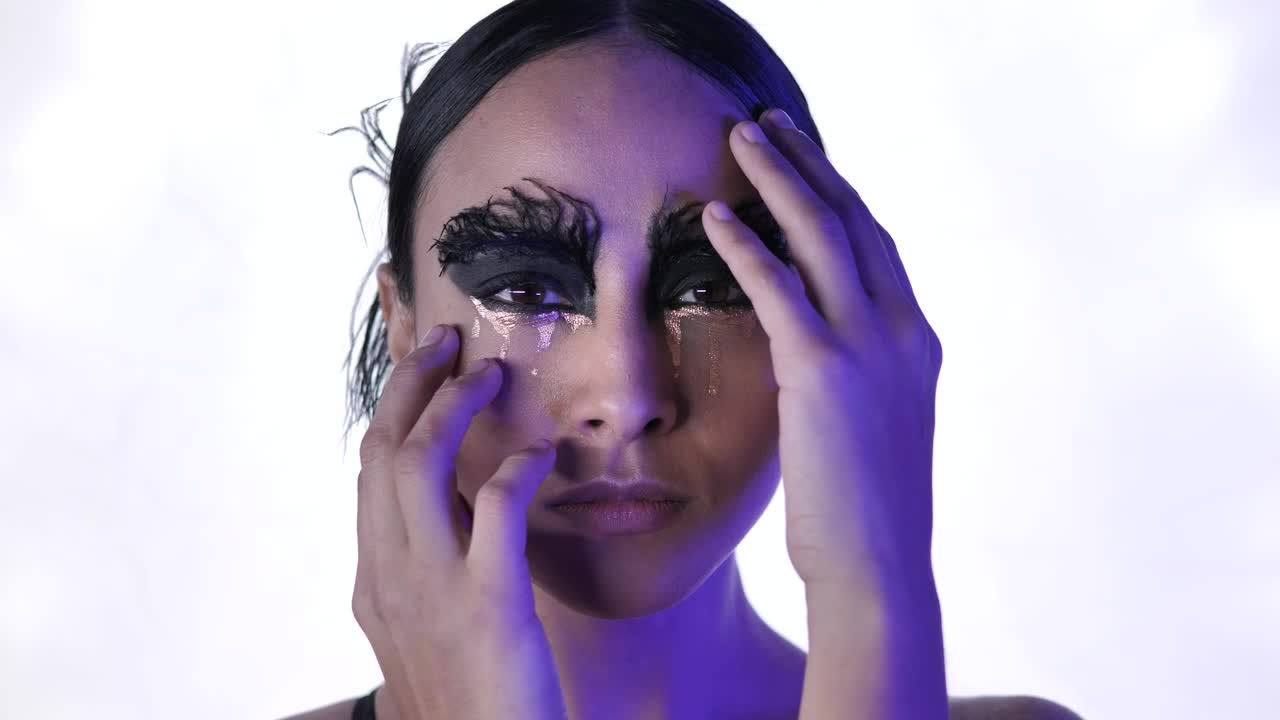 Stock Video Face Of A Young Ballerina With Conceptual Makeup Live Wallpaper For PC