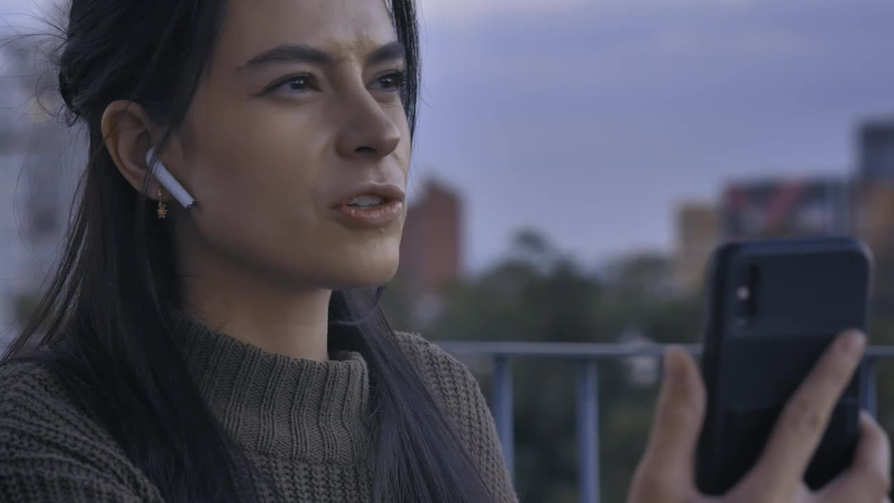 Stock Video Face Of A Woman Having A Video Call Outdoors Live Wallpaper For PC