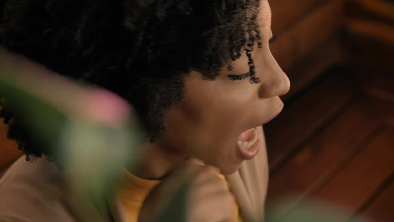 Stock Video Face Of A Woman Chatting In A Coffee Shop Live Wallpaper For PC