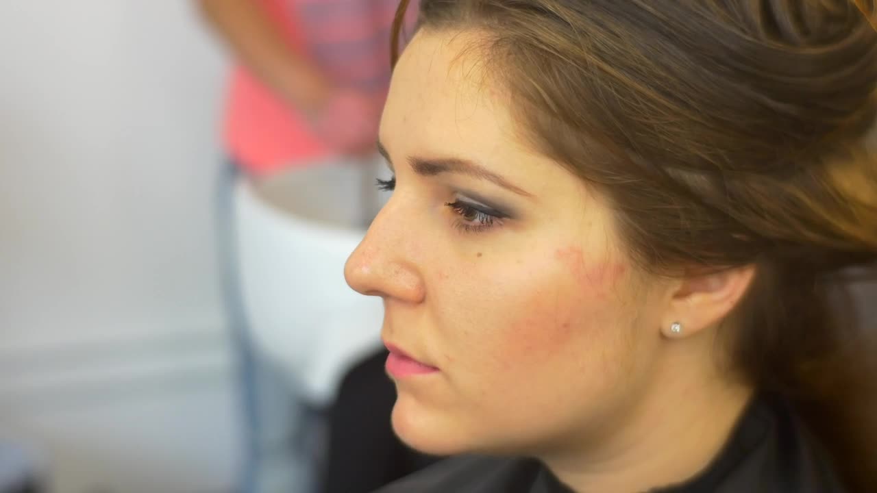 Stock Video Face Of A Woman Being Combed In An Aesthetic Live Wallpaper For PC