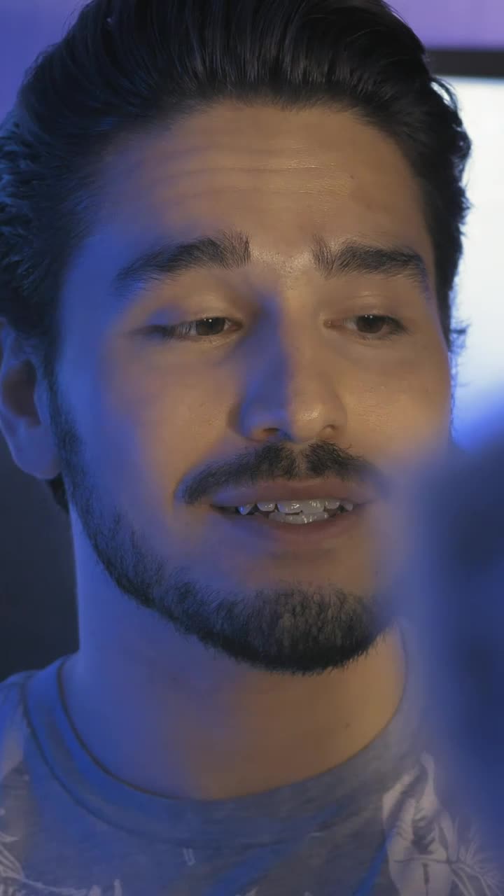 Stock Video Face Of A Vlogger Speaking To The Camera Live Wallpaper For PC