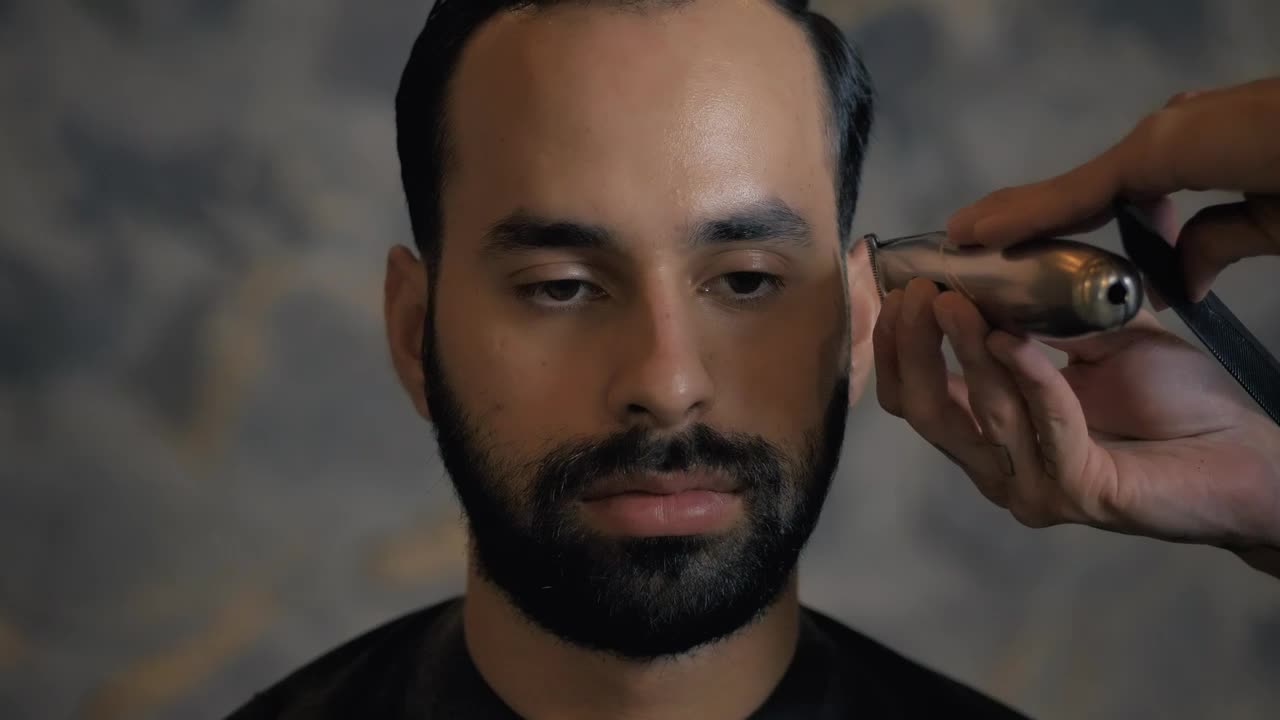 Stock Video Face Of A Man During A Haircut In A Barbershop Live Wallpaper For PC