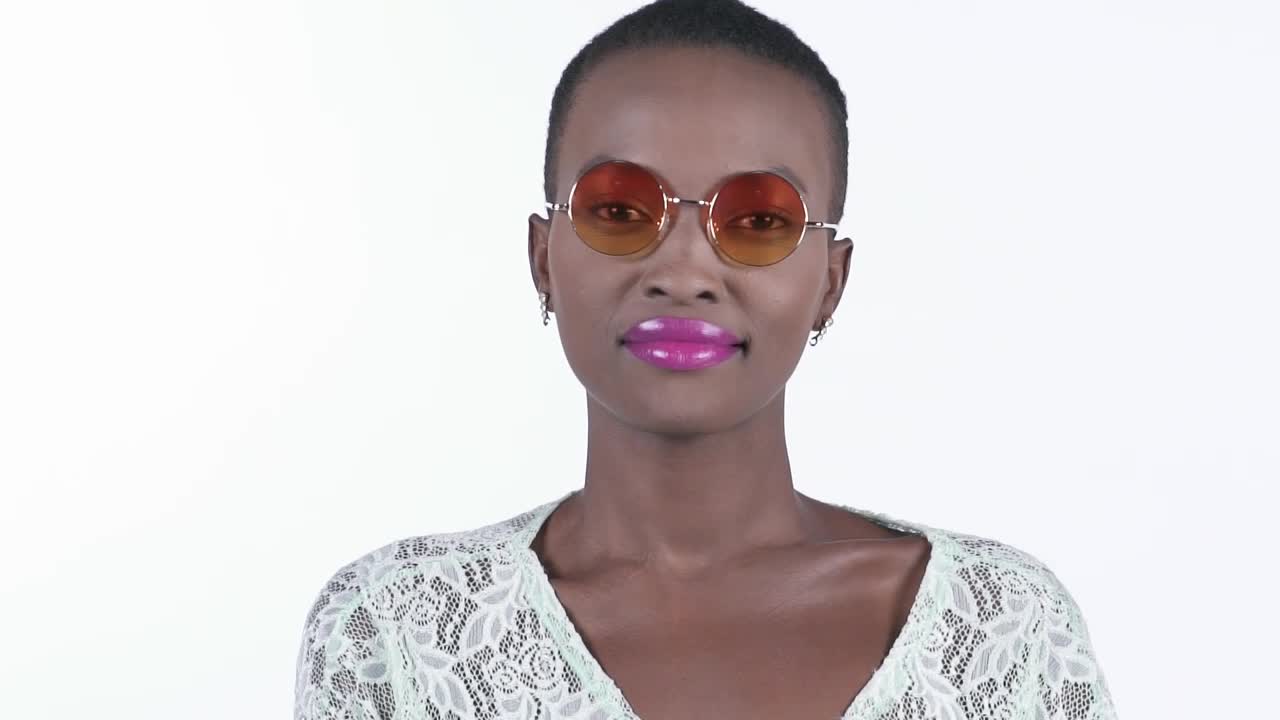 Stock Video Face Of A Girl With Sunglasses On A White Background Live Wallpaper For PC