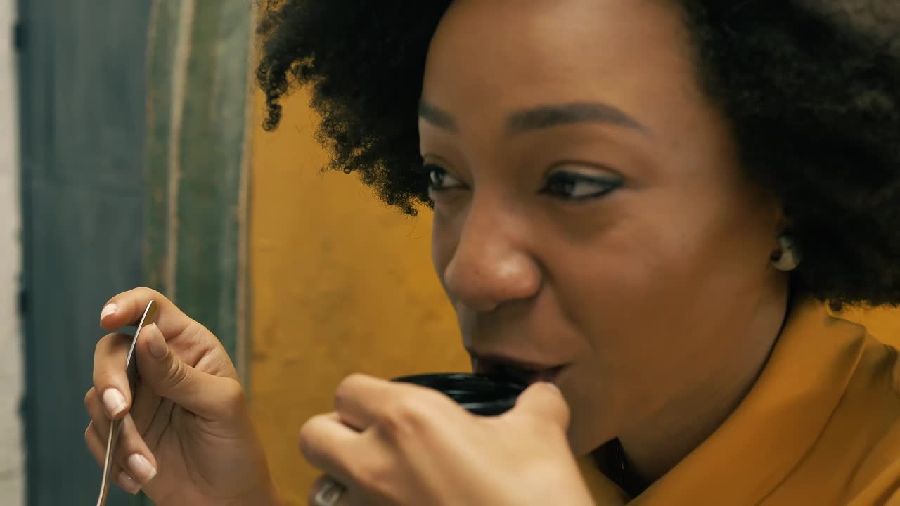 Stock Video Face Of A Girl Having Breakfast In A Cafe Live Wallpaper For PC