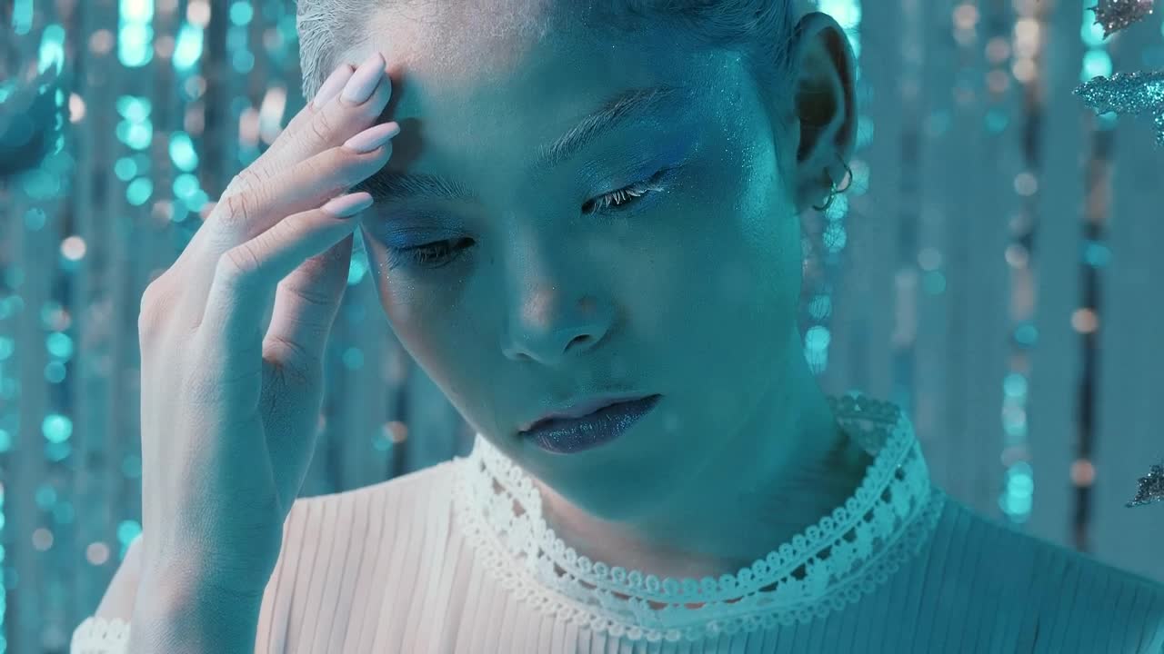 Stock Video Face Of A Fashion Woman With Winter Fashion Makeup Live Wallpaper For PC