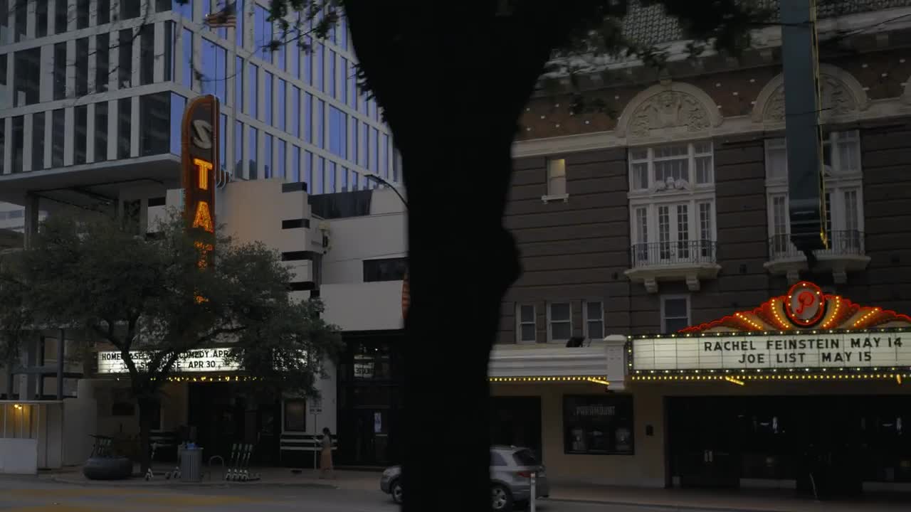 Stock Video Facade Of A Theater With A Sign And A Luminous Live Wallpaper For PC