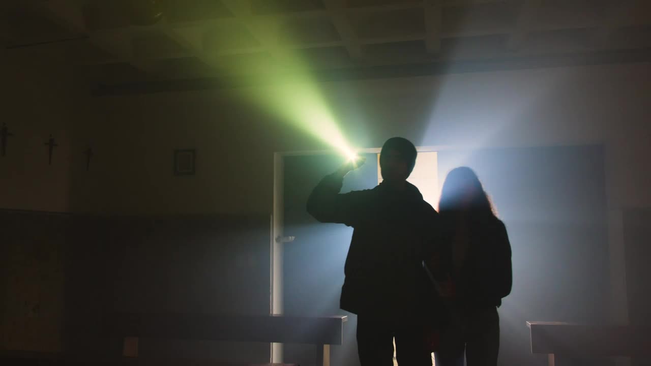 Stock Video Explorers Couple In An Abandoned Church Live Wallpaper For PC