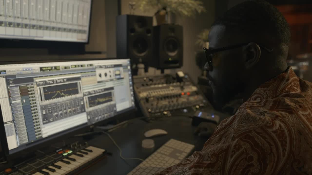 Stock Video Experienced Music Producer Working In A Studio Live Wallpaper For PC