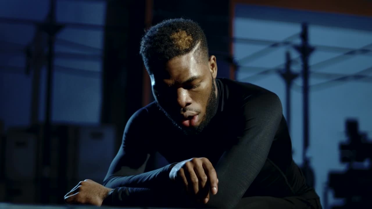 Stock Video Exhausted Athlete Catching His Breath Live Wallpaper For PC