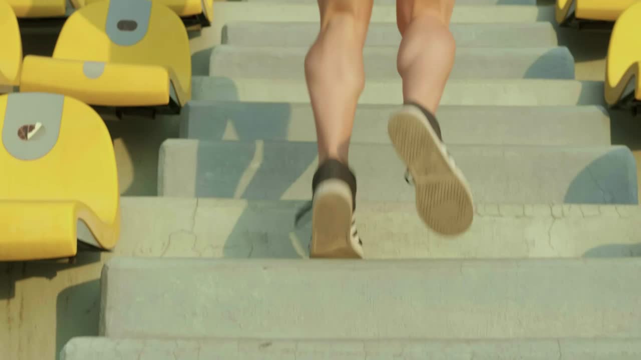 Stock Video Exercising By Climbing The Steps Of Some Bleachers Live Wallpaper For PC