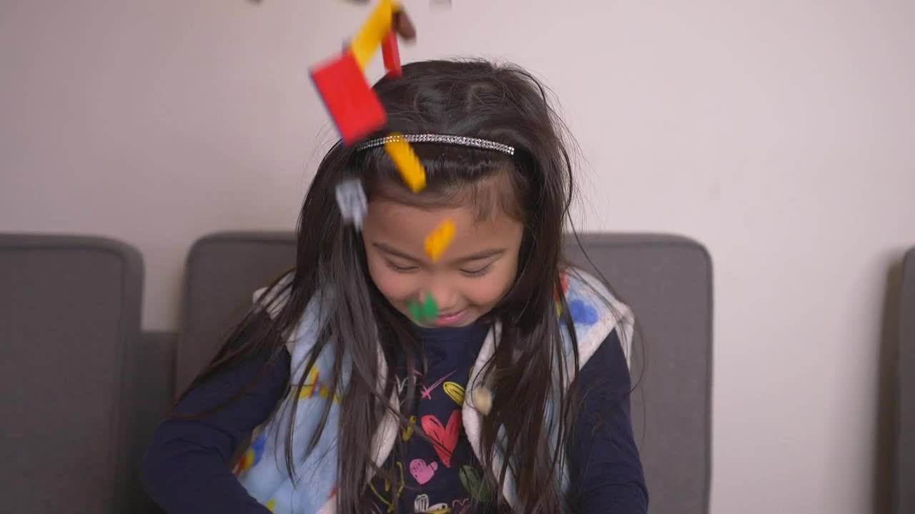 Stock Video Excited Little Girl With Many Legos Live Wallpaper For PC