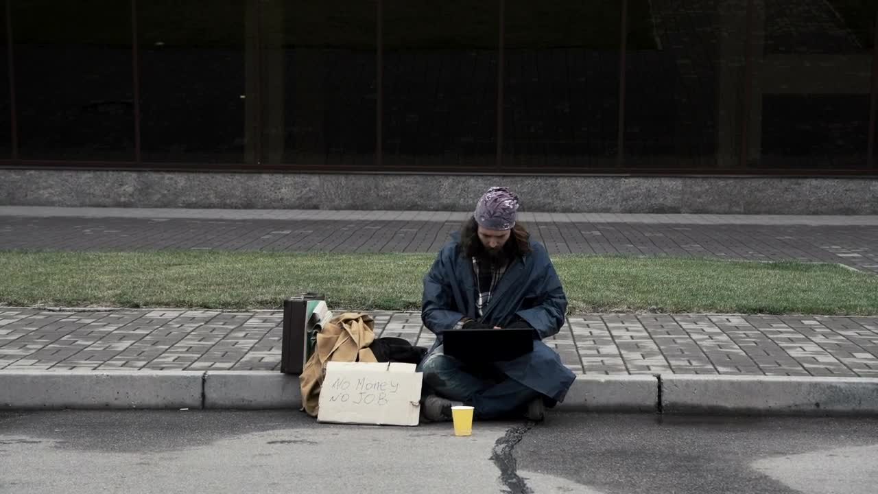 Stock Video Excited Homeless Man Starts To Dance Live Wallpaper For PC
