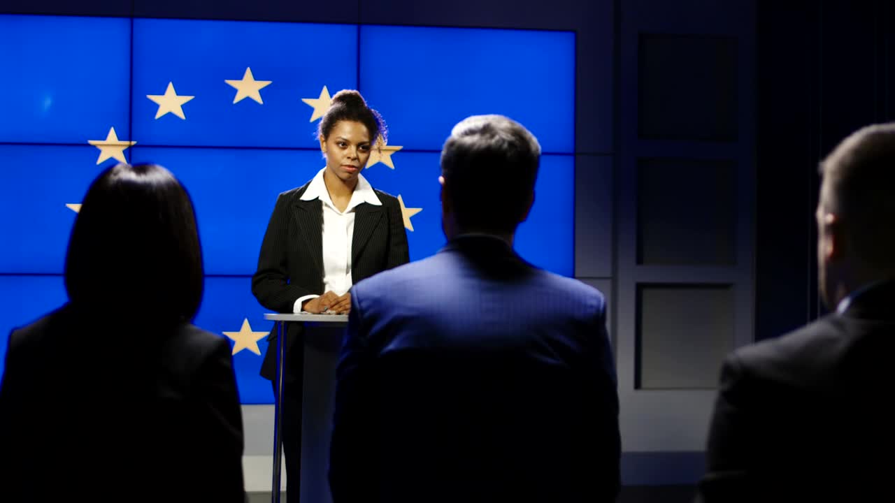 Stock Video European Politician Talking In Front Of Reporters Live Wallpaper For PC
