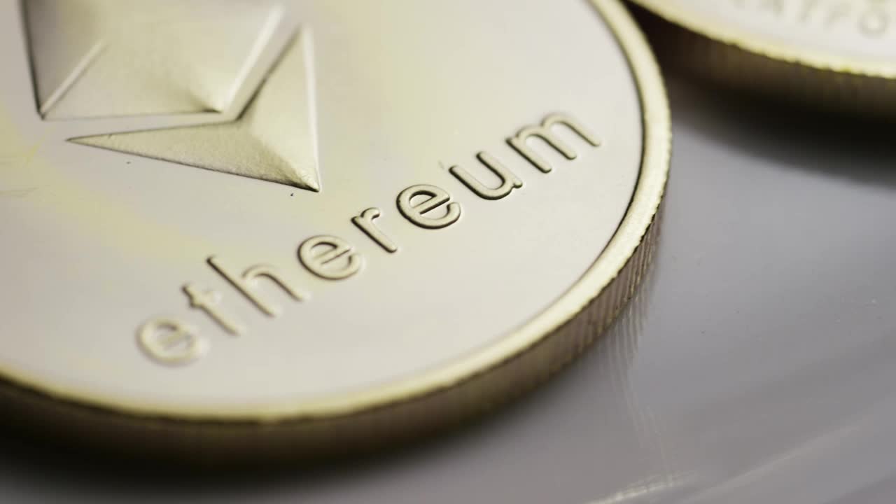 Stock Video Ethereum In Gold Coins In A Close Up Shot Live Wallpaper For PC