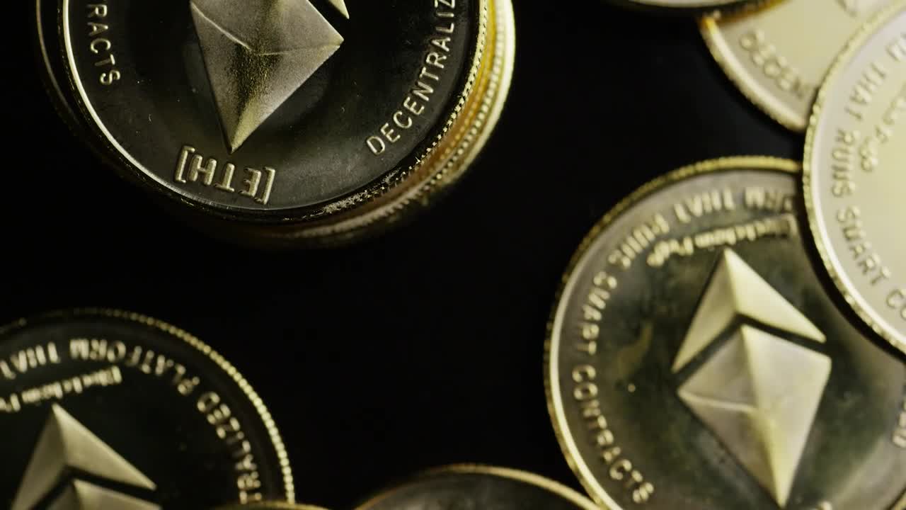Stock Video Ethereum Golden Coins Rotating Live Wallpaper For PC