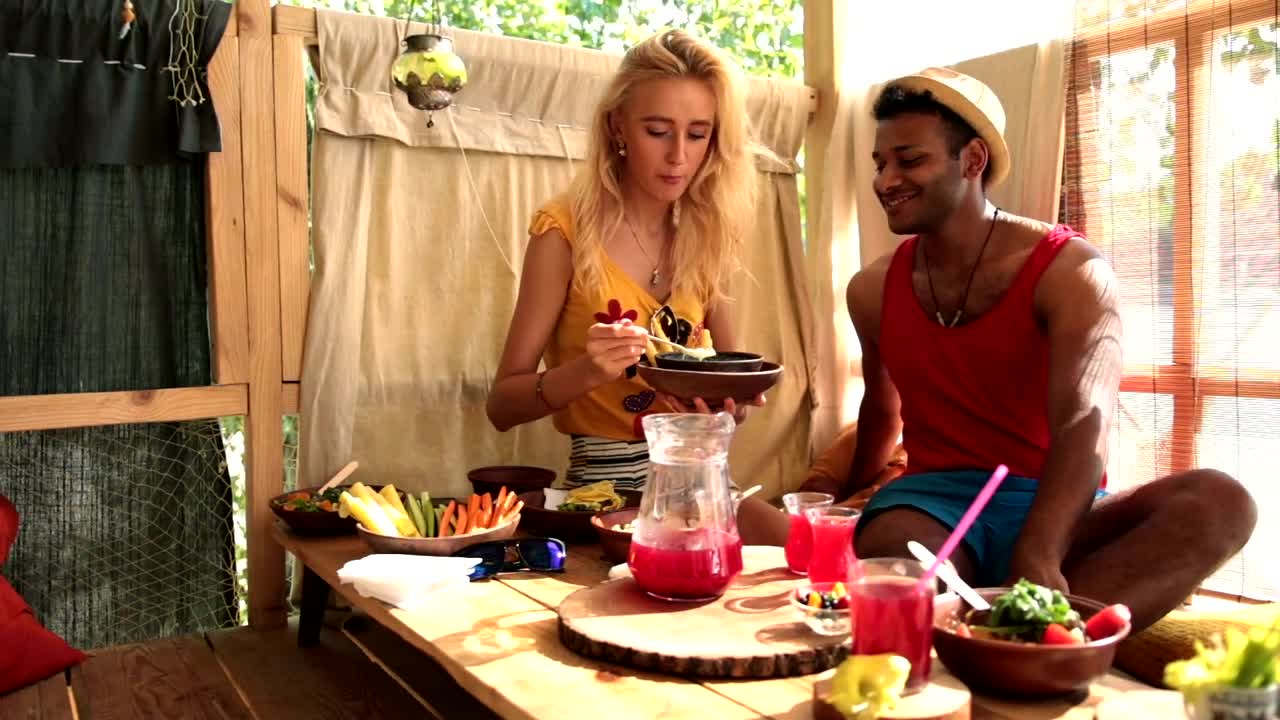 Stock Video Enjoying A Healthy Meal Live Wallpaper For PC