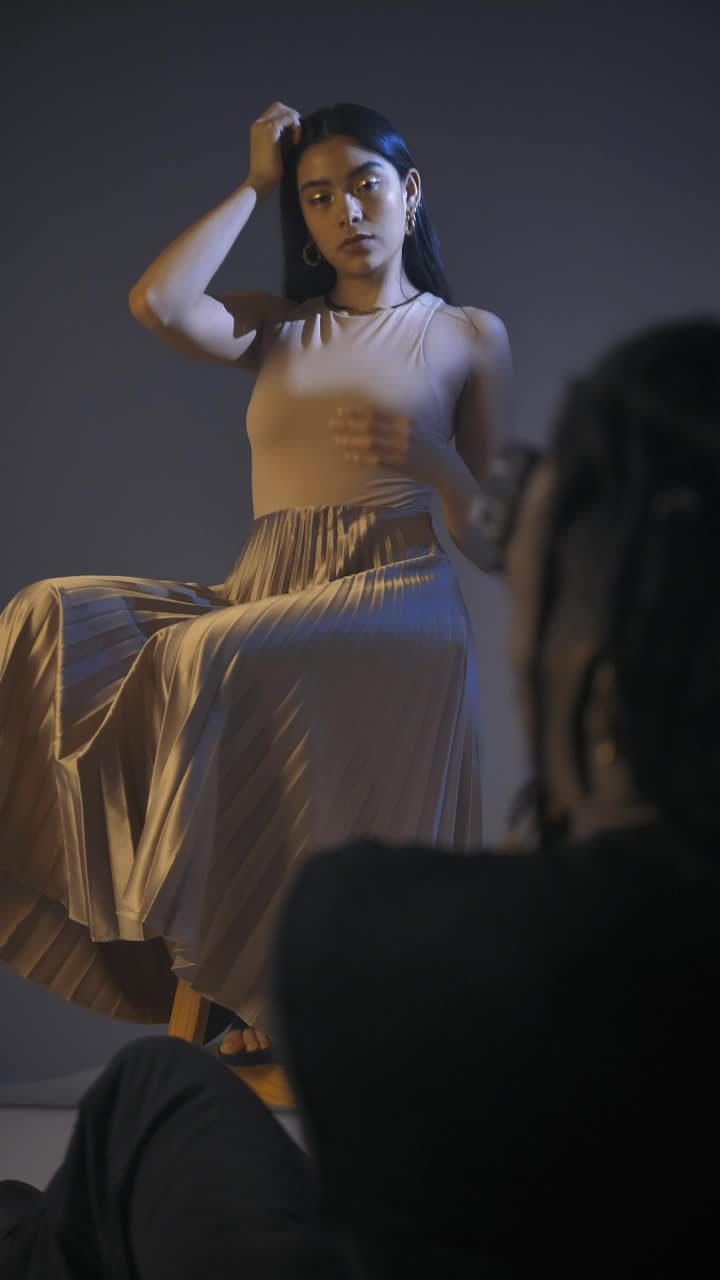 Stock Video Elegantly Dressed Girl During A Photoshoot Live Wallpaper For PC