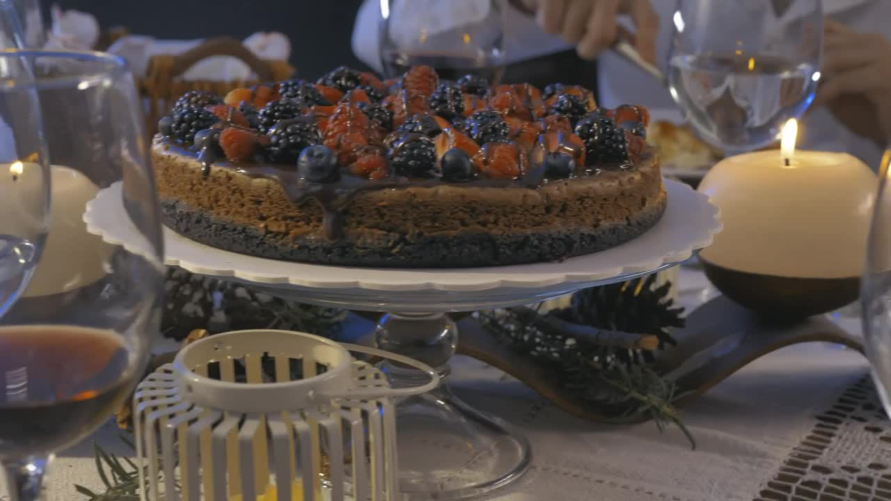 Stock Video Elegant Table With People Eating At Christmas Dinner Live Wallpaper For PC