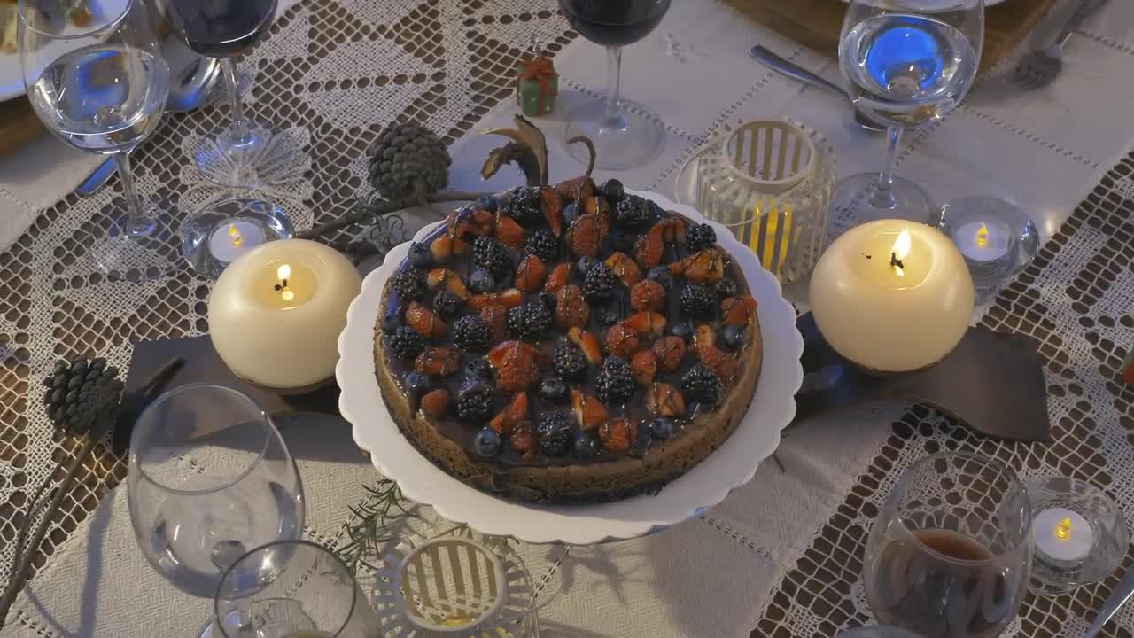 Stock Video Elegant Table Served For Christmas Dinner Live Wallpaper For PC