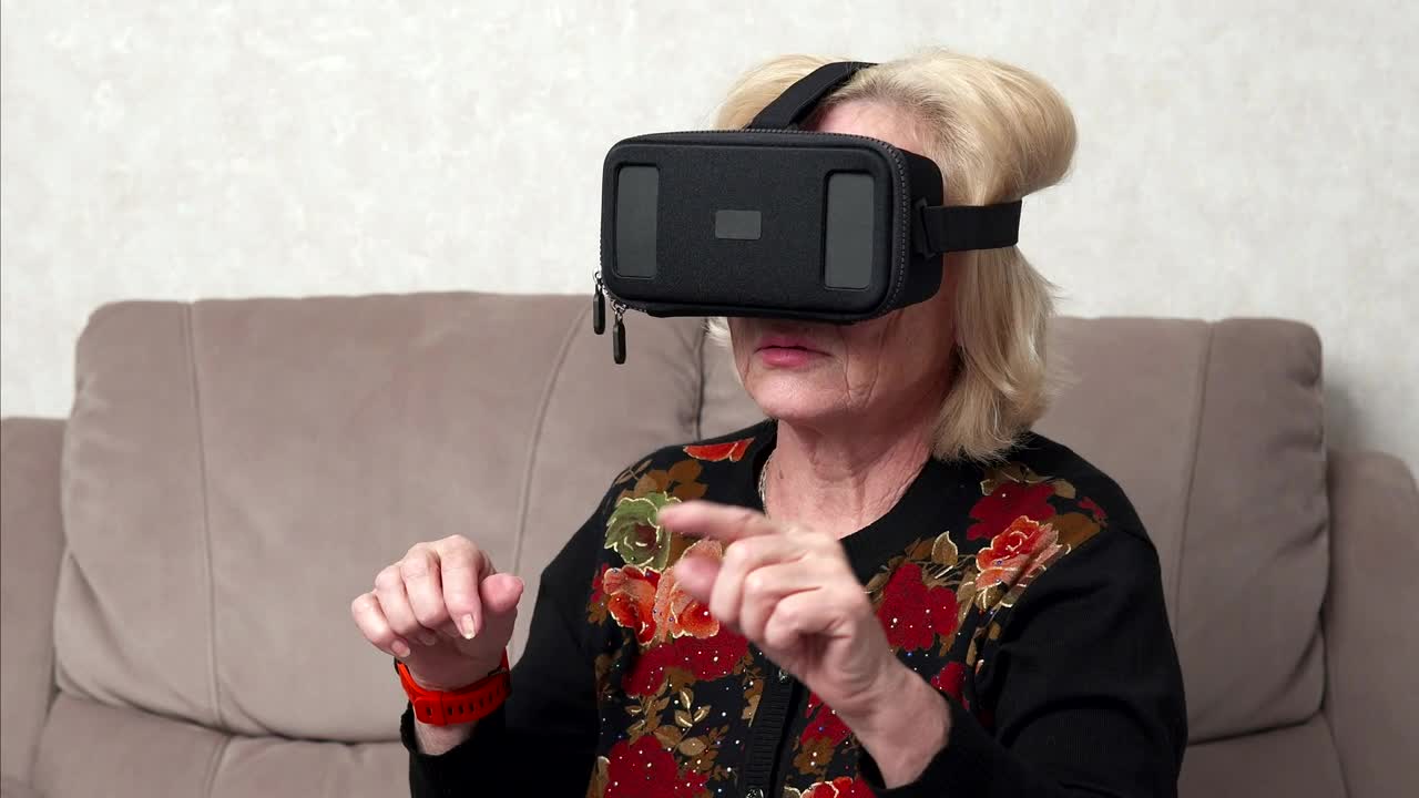 Stock Video Elderly Person Using A Vr Headset Live Wallpaper For PC