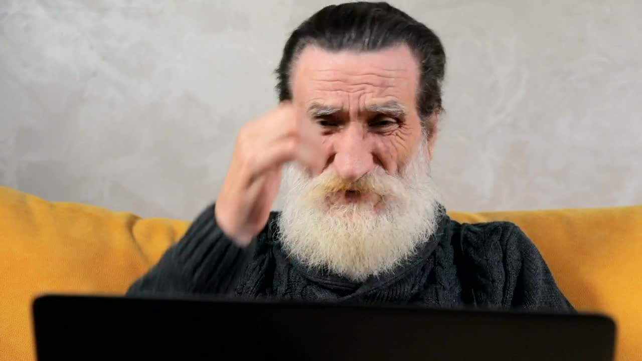 Stock Video Elderly Man Stressed Over Broken Laptop Live Wallpaper For PC