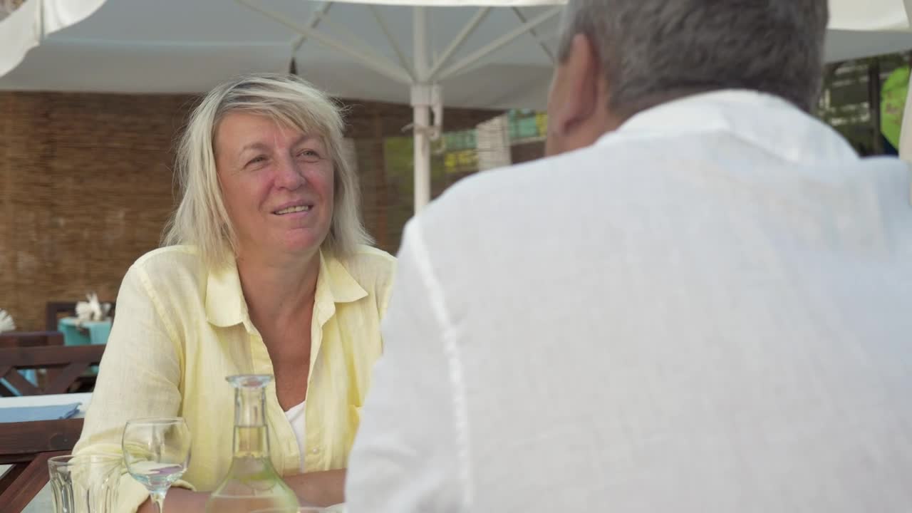 Stock Video Elderly Couple Talking Over Lunch Live Wallpaper For PC