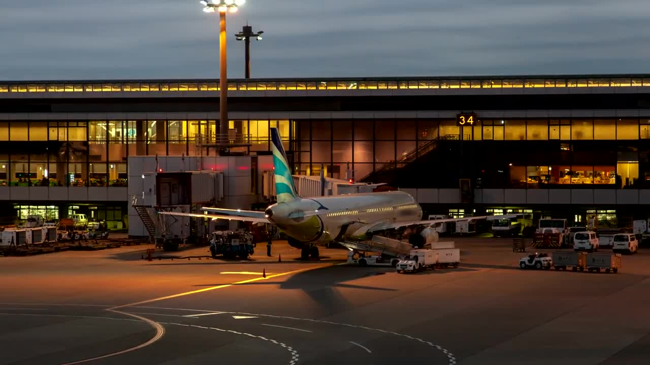 Stock Video Dusk From The Boarding Area Of An Airport Live Wallpaper For PC