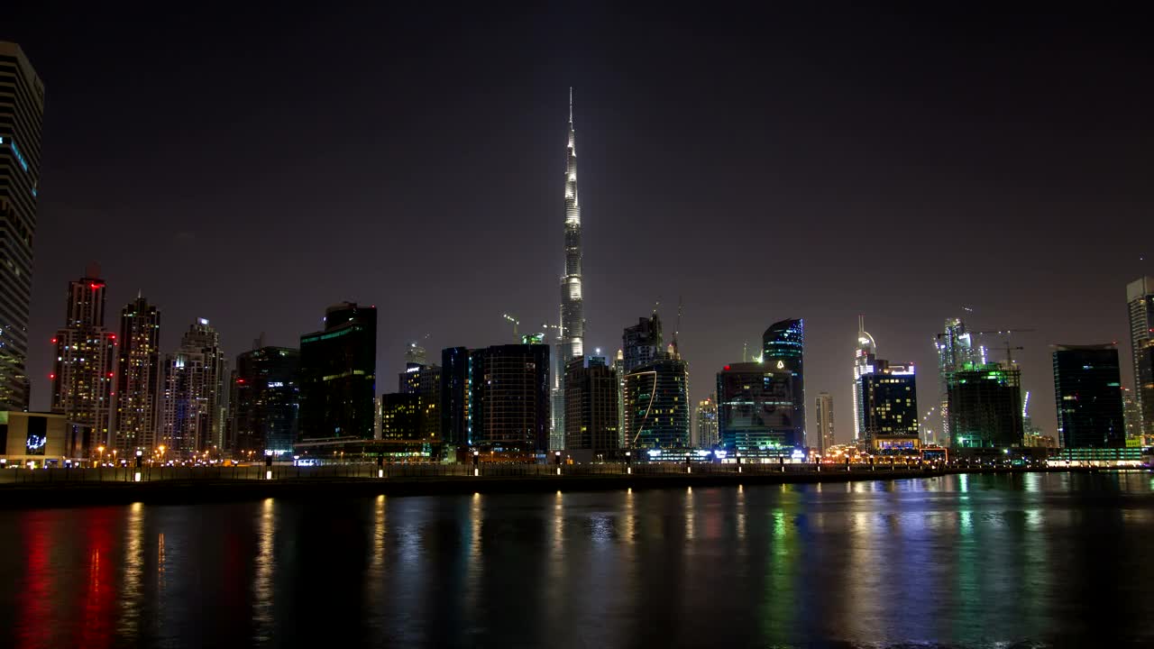 Stock Video Dubai City Skyscrapers At Night Live Wallpaper For PC