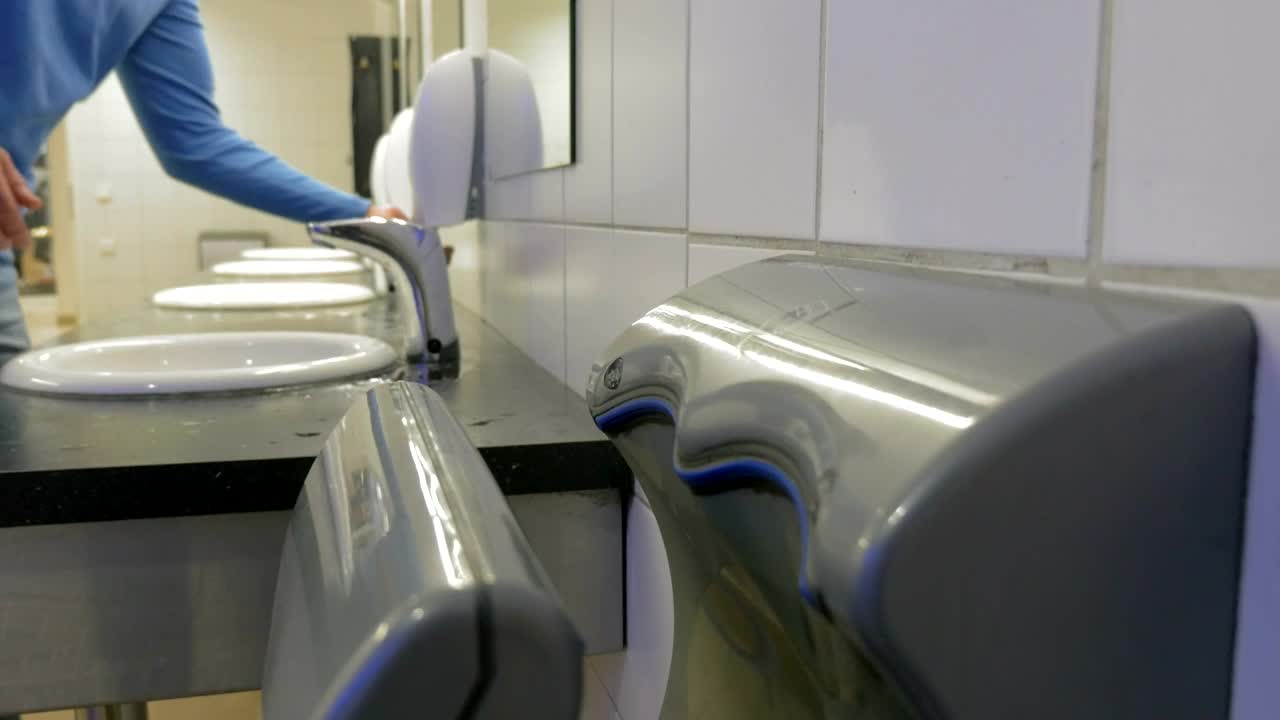 Stock Video Drying Hands In A Public Bathroom Live Wallpaper For PC