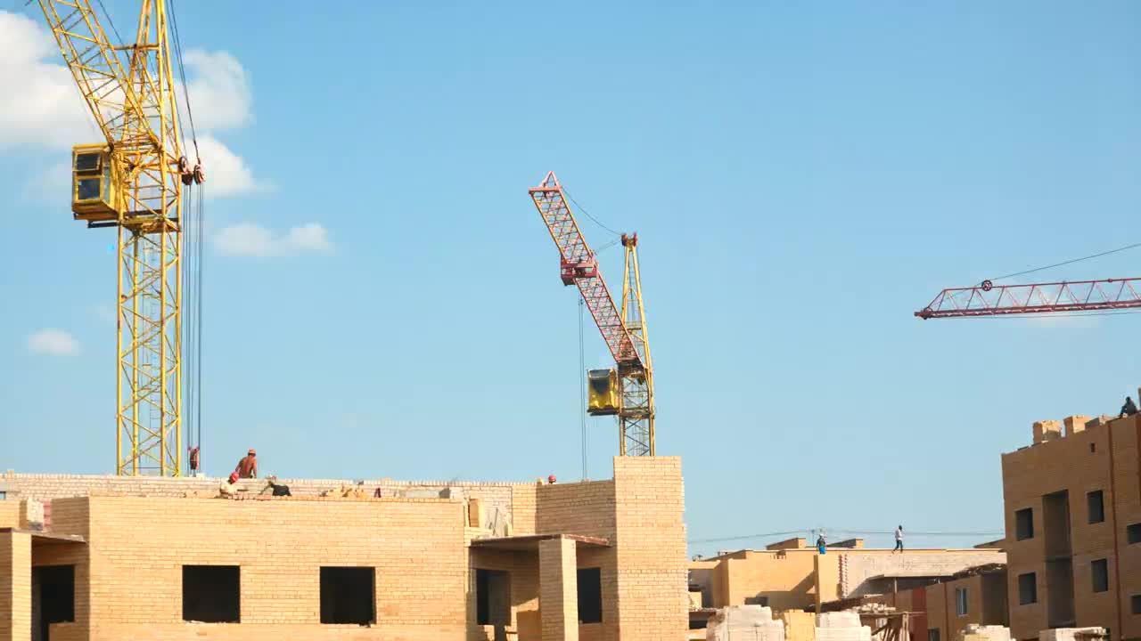 Stock Video Drones And Workers At The Construction Site Live Wallpaper For PC