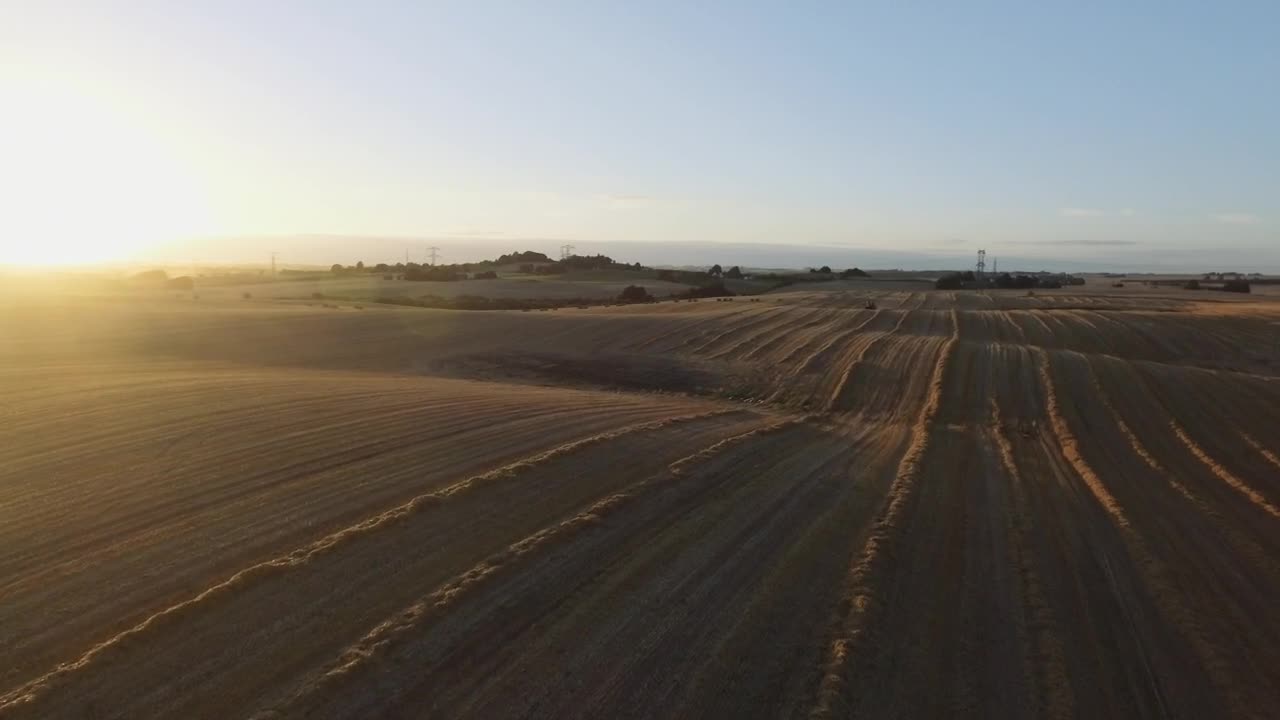 Stock Video Drone Flying Over Harvested Fieds Live Wallpaper For PC