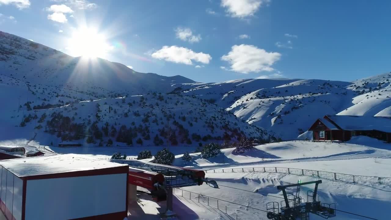Stock Video Drone Flying Over A Ski Resort Live Wallpaper For PC