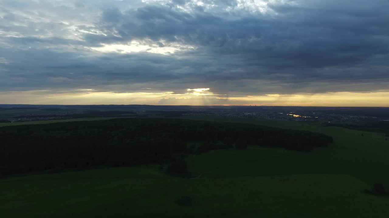 Stock Video Drone Flying Over A Field In The Evening Live Wallpaper For PC